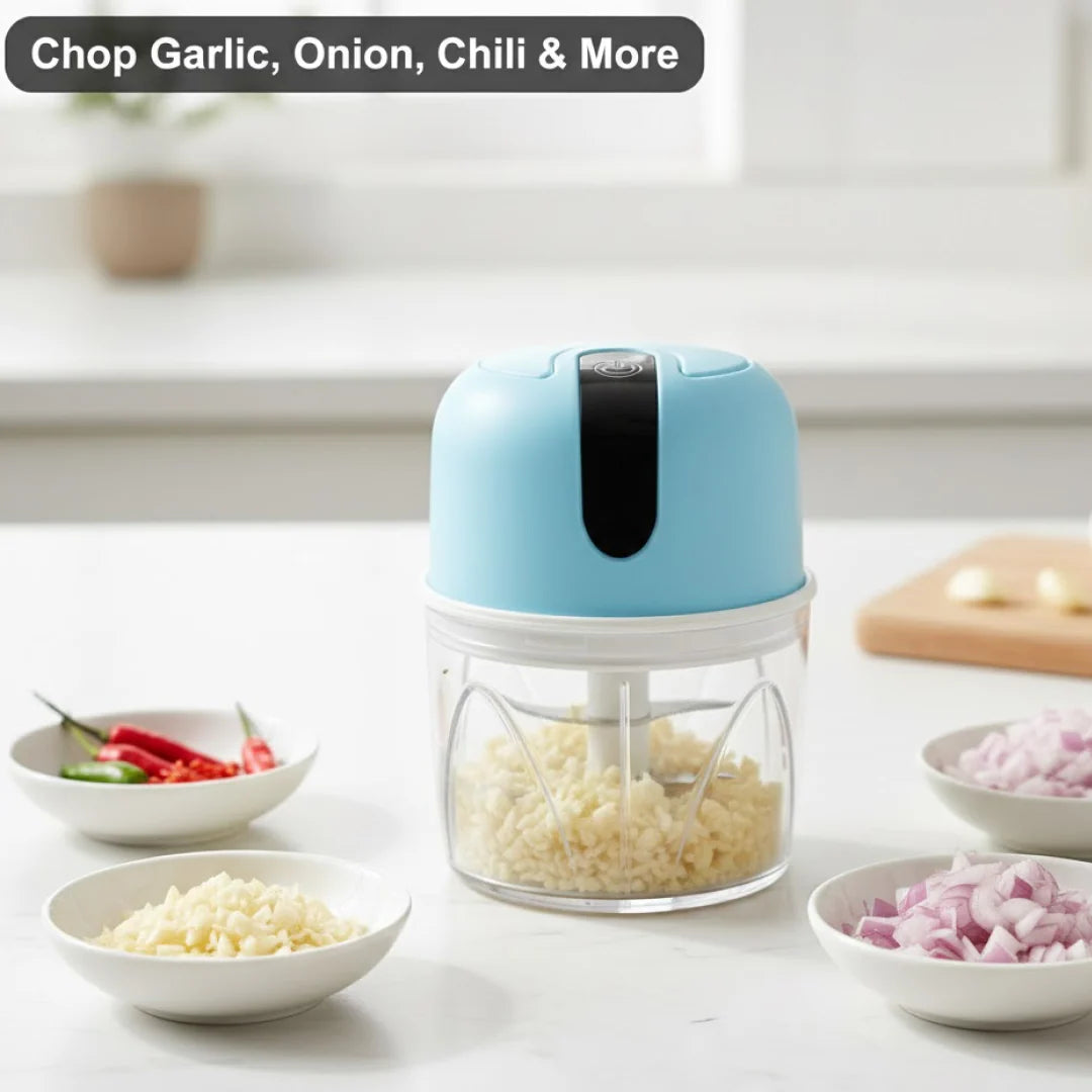 Electric Garlic Chopper USB — 1 Click Me Lehsun, Pyaz, Adrak Ki Chutney