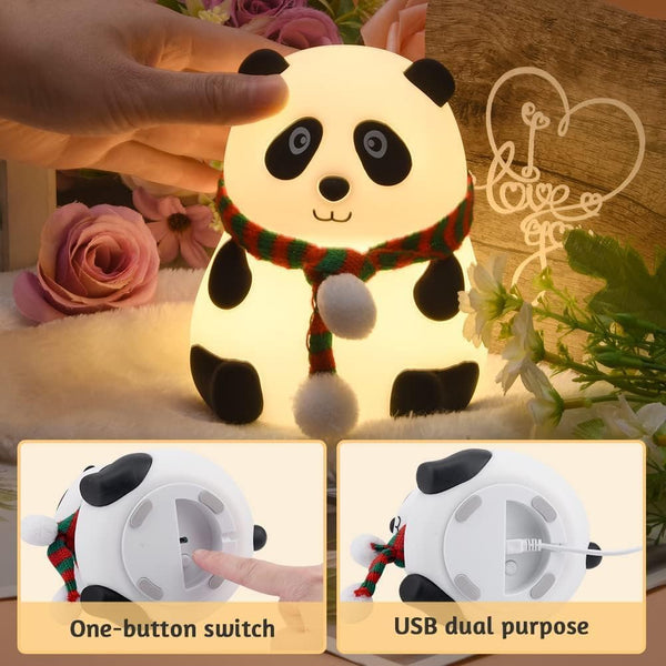 Panda night lamp glowing warm color