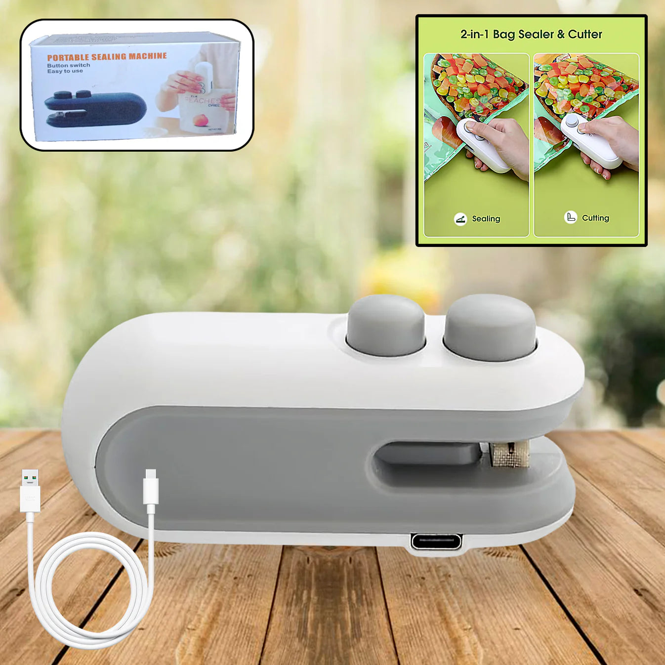 Mini Bag Sealer 2-in-1 — Seal + Cutter | Chips, Namkeen, Snacks Ko Rakhe Fresh